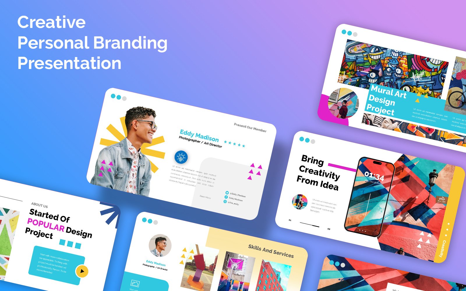 Popular Personal Brand Portfolio Presentation Powerpoint Template