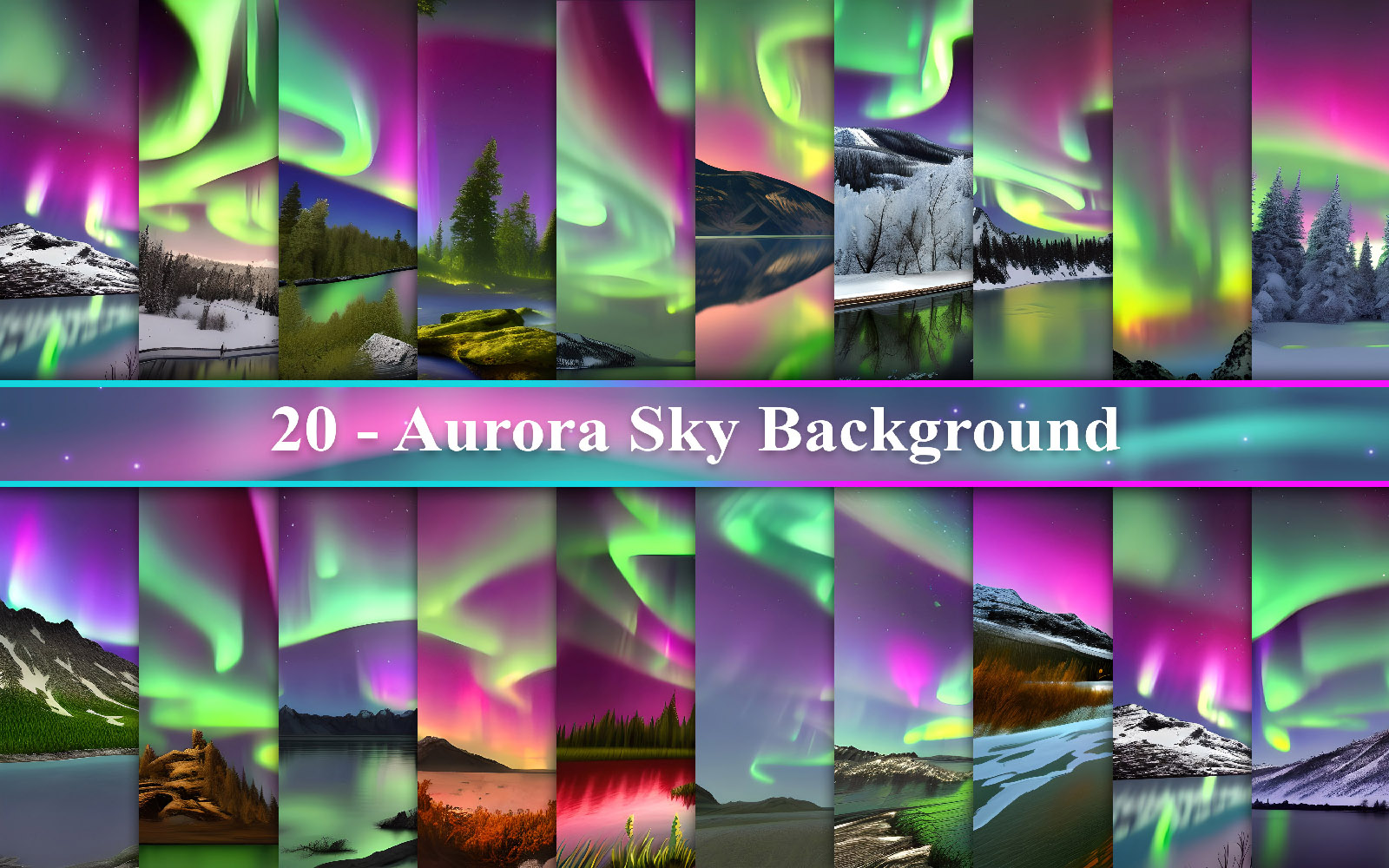 Northern Lights Night Sky Background, Aurora Sky Background