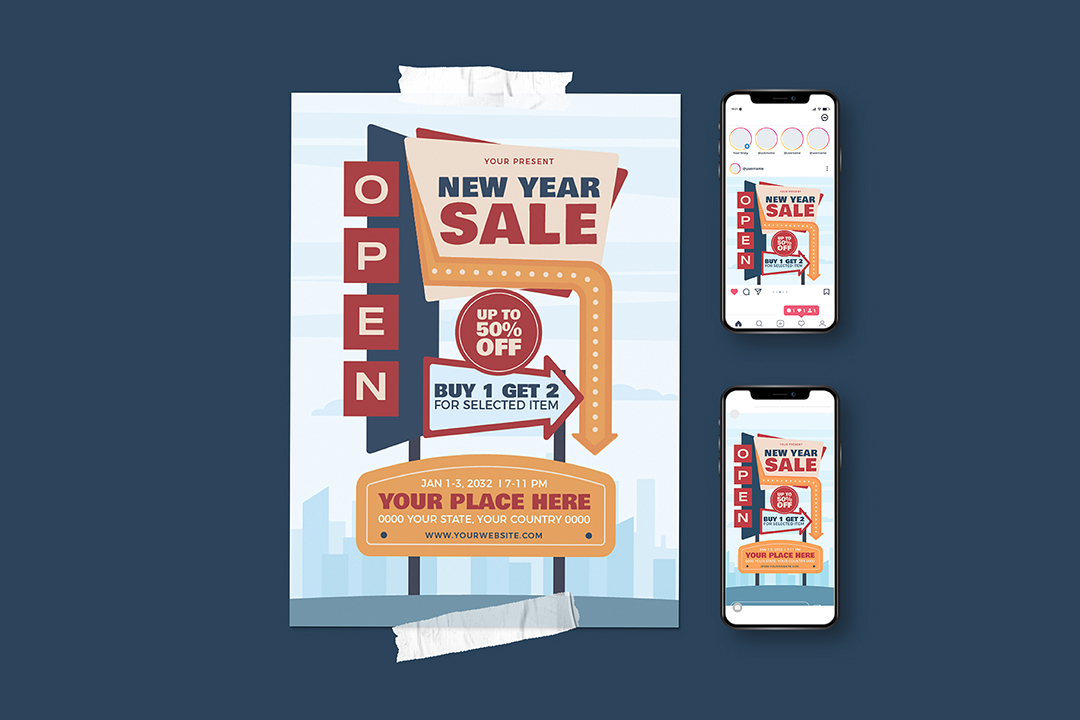 New Year Sale Promotional Flyer