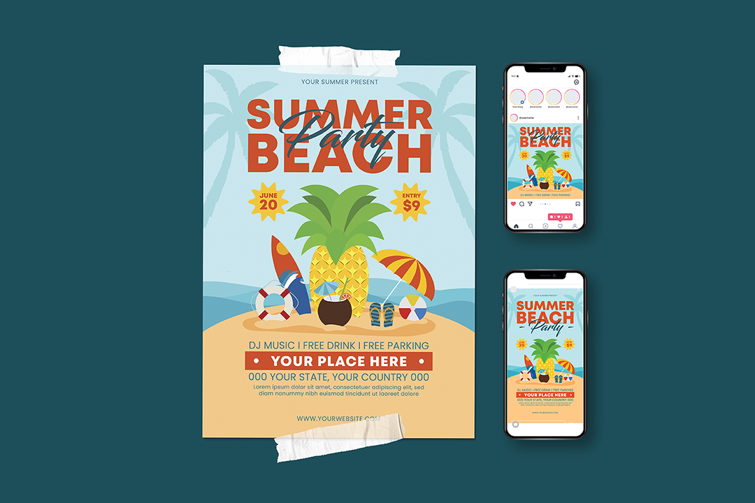 Summer Beach Party Invitation Flyer