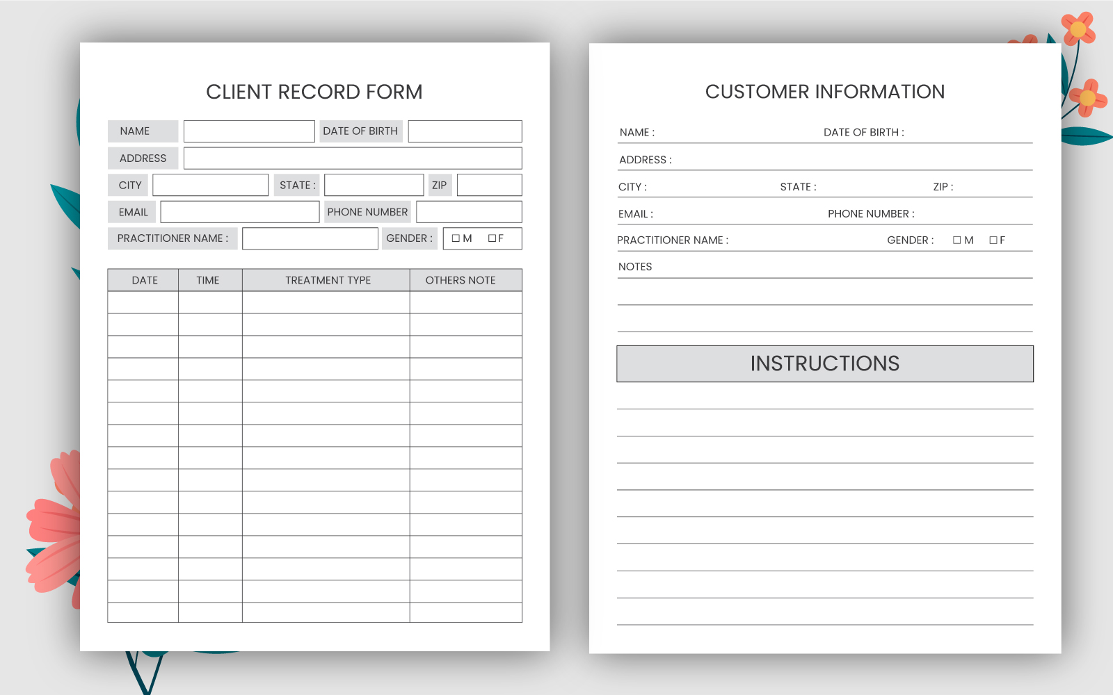 Client Record Form logbook | KDP Interior.