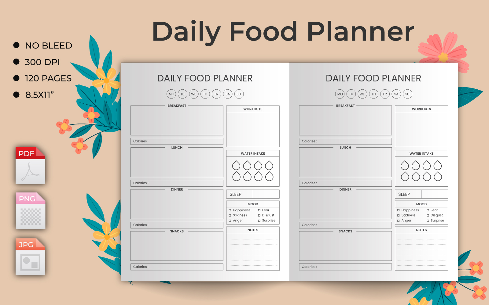 Daily food planner – KDP Interior