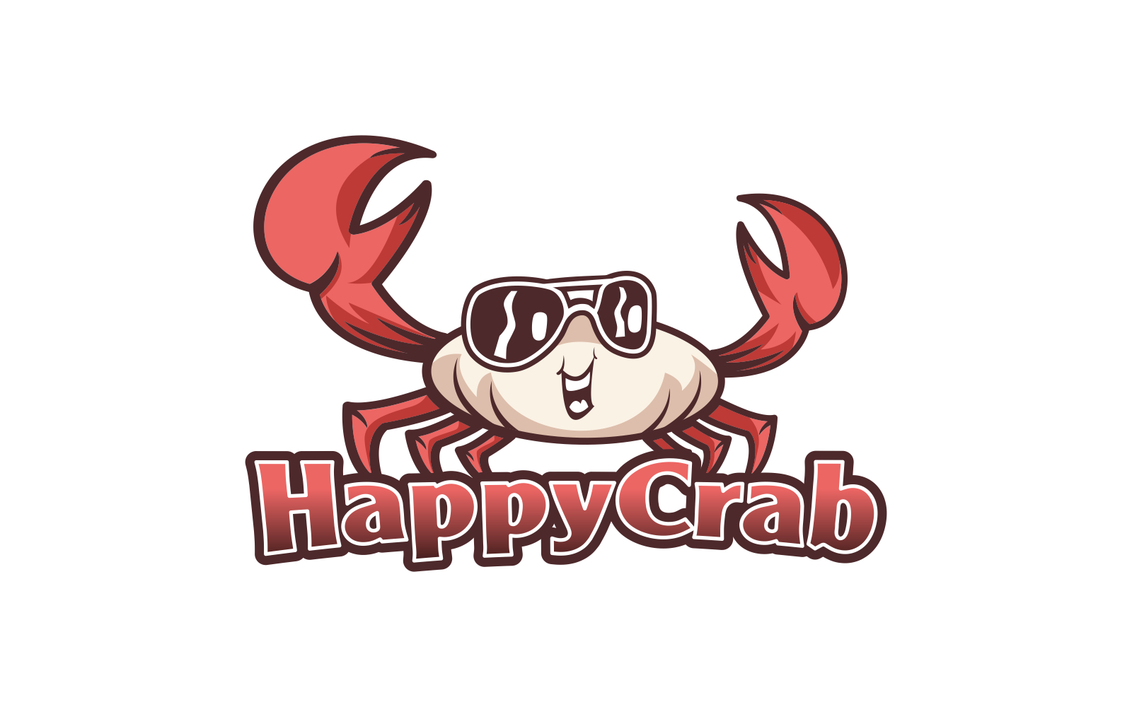 Crab Mascot Seafood Restaurant Logo