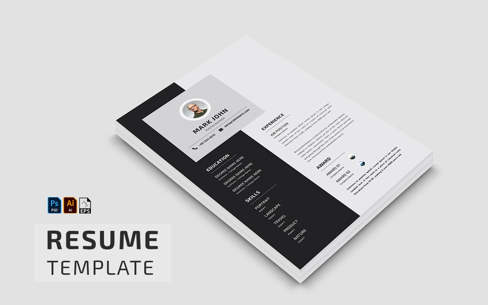 Modern Photographer Resume Template