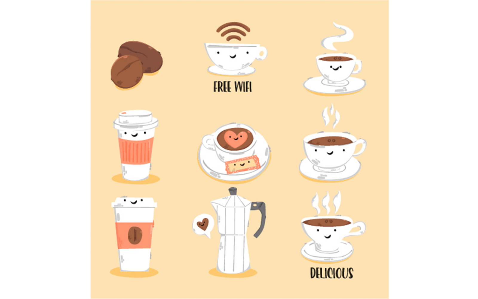 Coffee Shop Elements Illustration