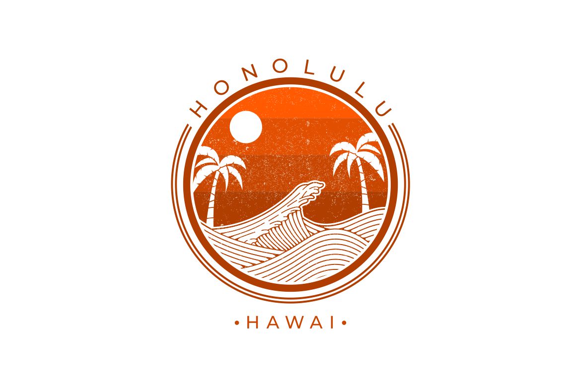 Honolulu Hawai Graphic Logo Design