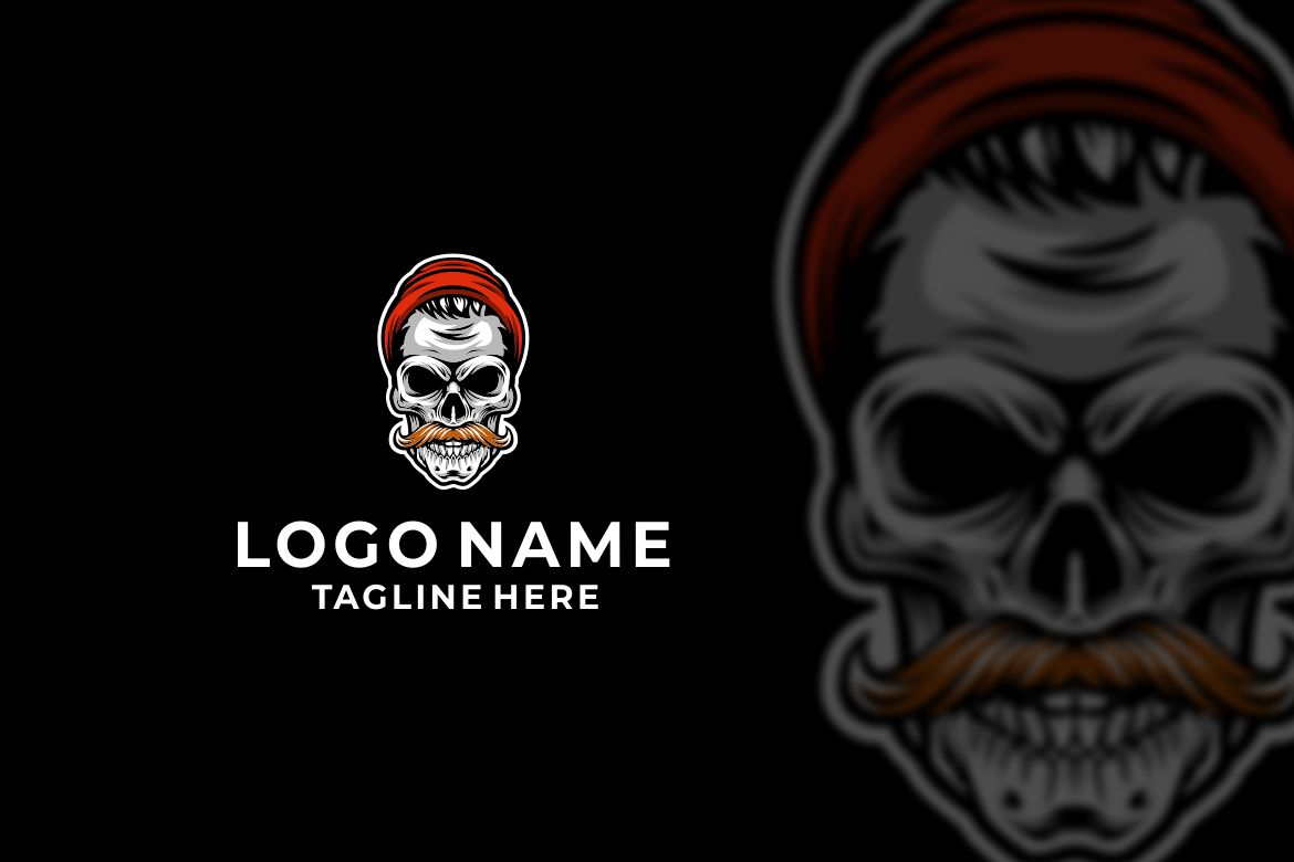 Hipster Skull Graphic Logo Design