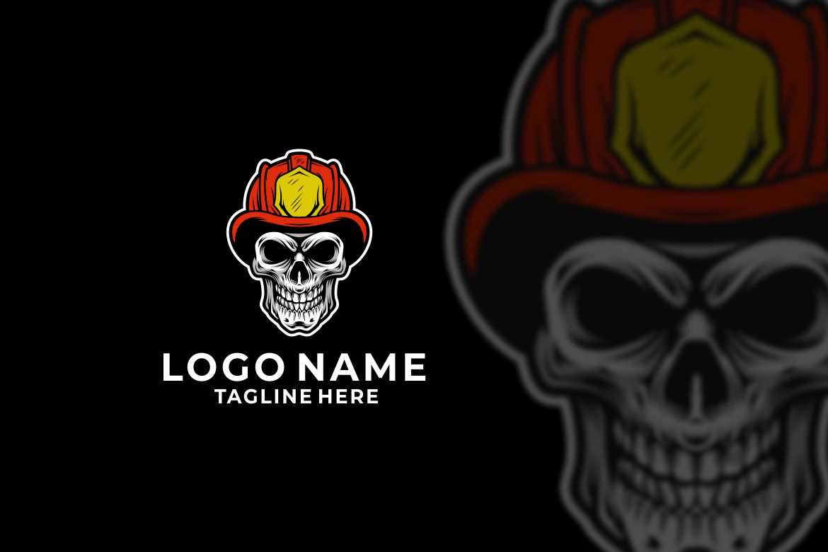 Fire Fighter Skull Graphic Logo Design