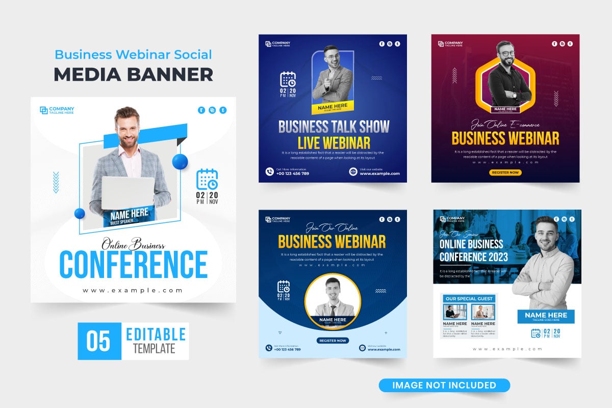 Business webinar social media post vector design