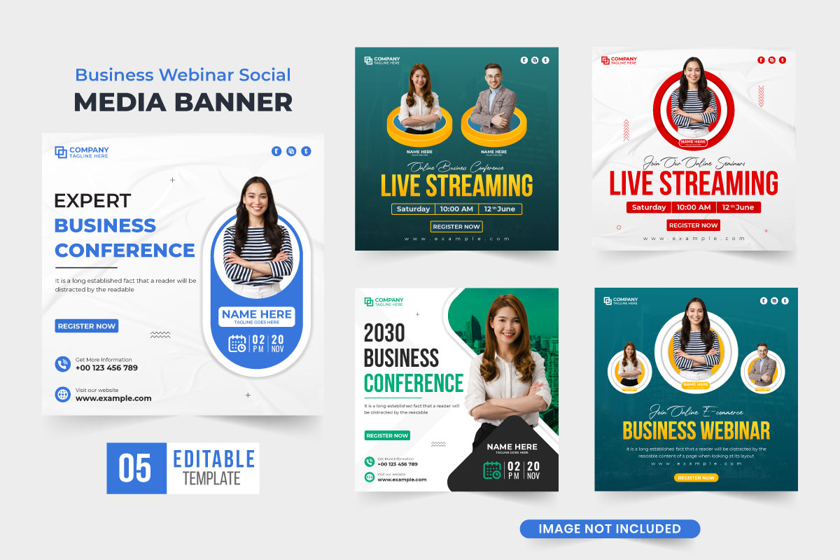 Web seminar invitation template vector