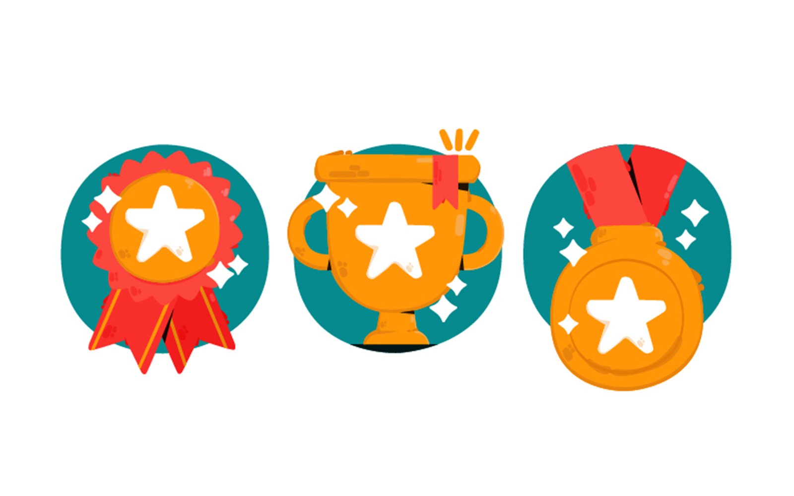 Gold Trophy Medals Illustration