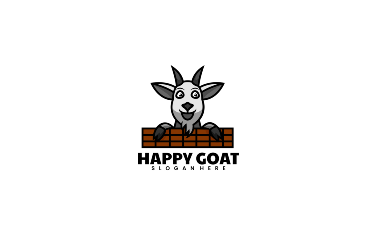 Happy Goat Mascot Cartoon Logo
