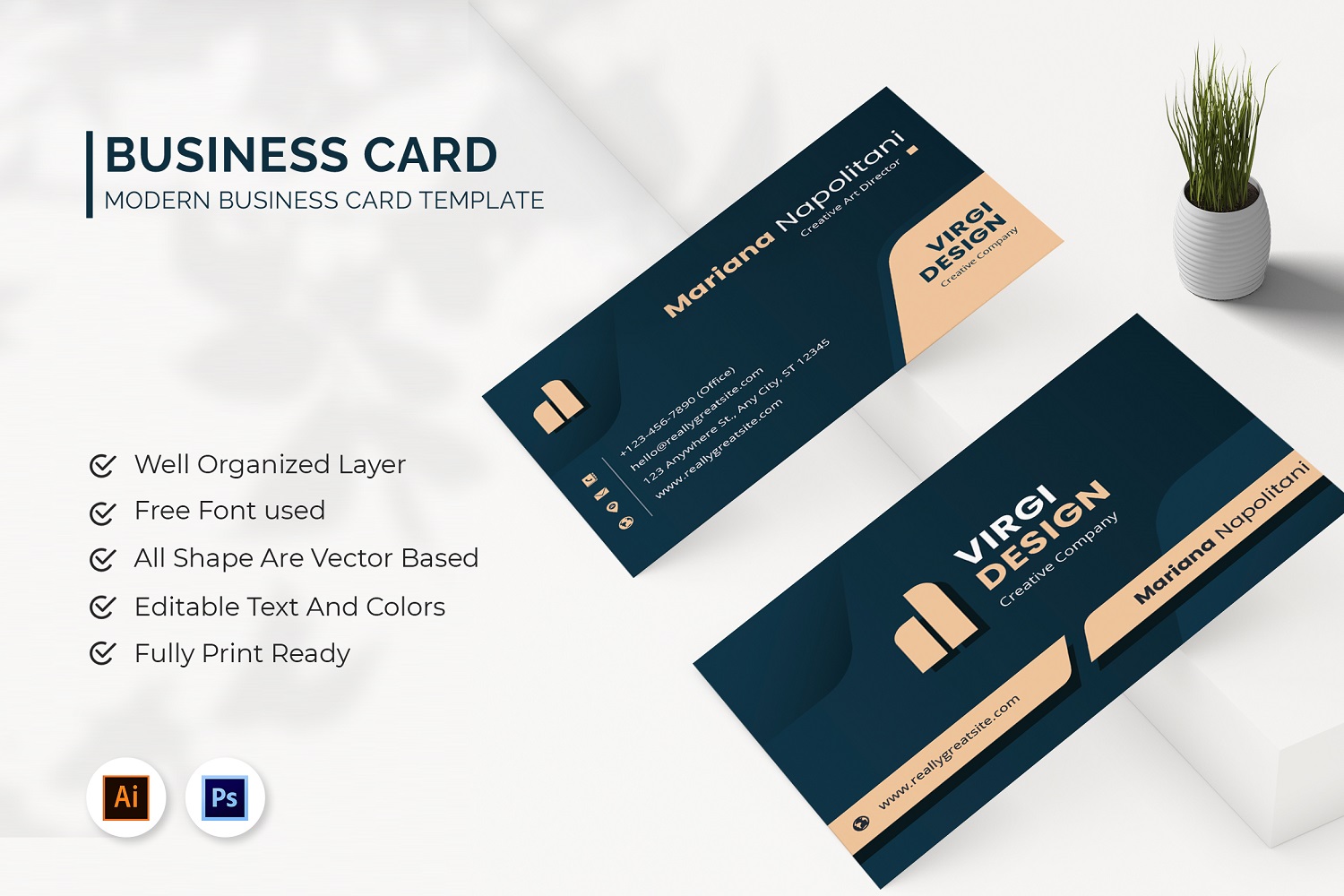 Elegant Navy Business Card