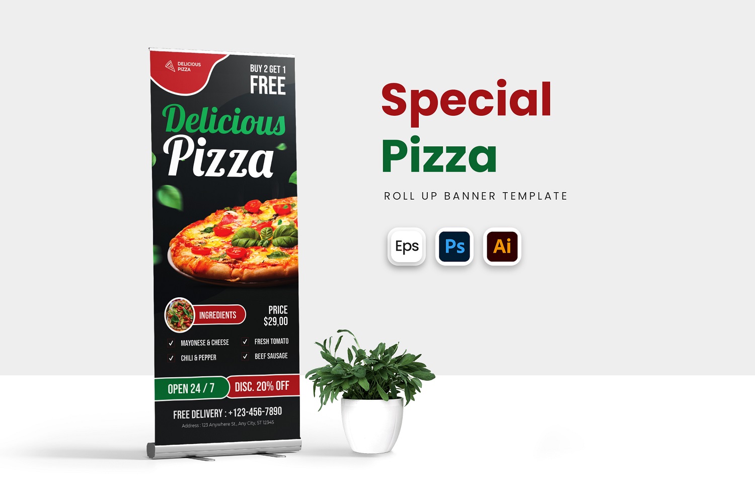 Special Pizza Roll Up Banner