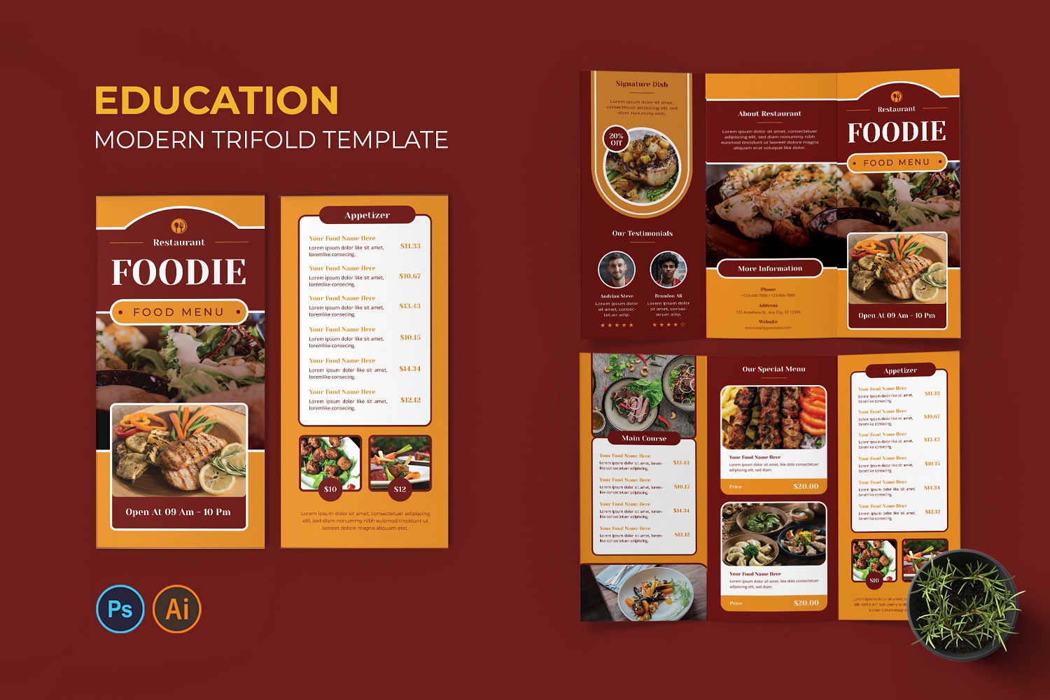 Foodie Menu Trifold Brochure