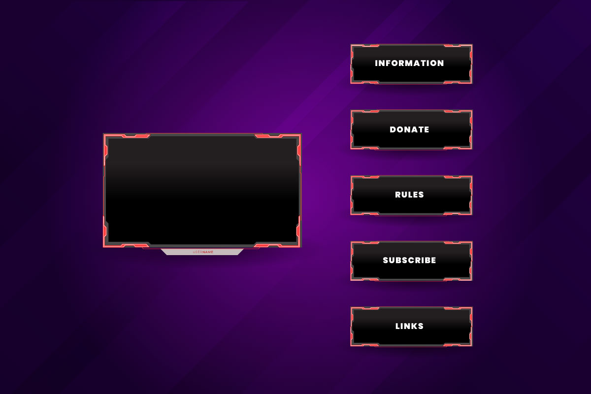 live stream  gameing  panel template with game screen, live chat