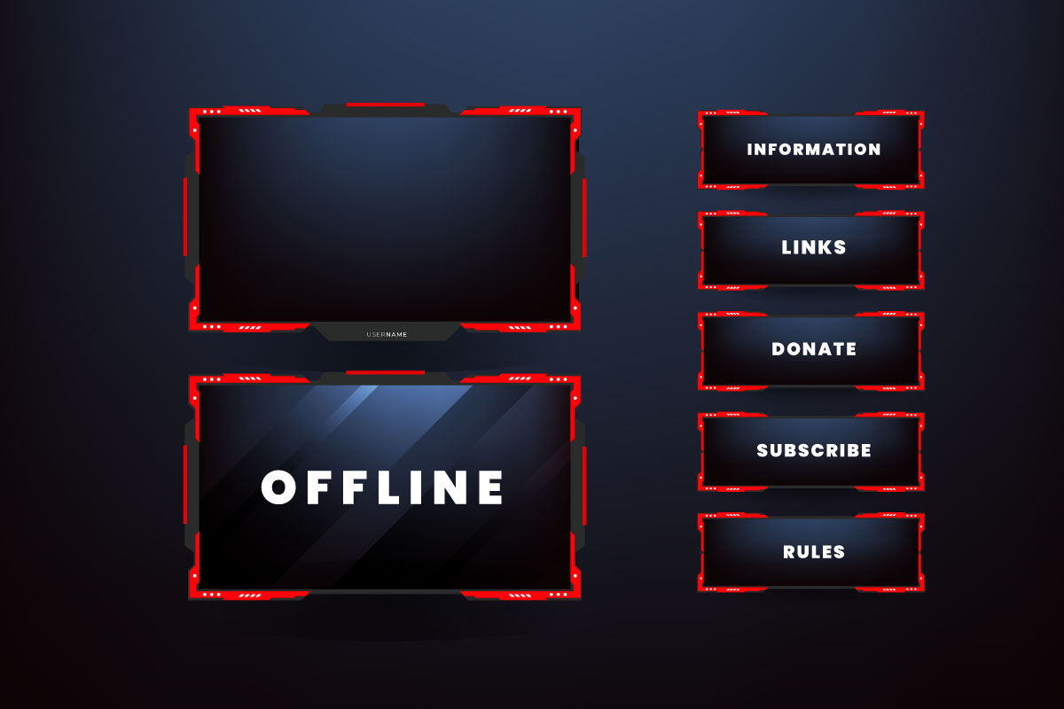 live stream  gameing  panel template with game screen,design