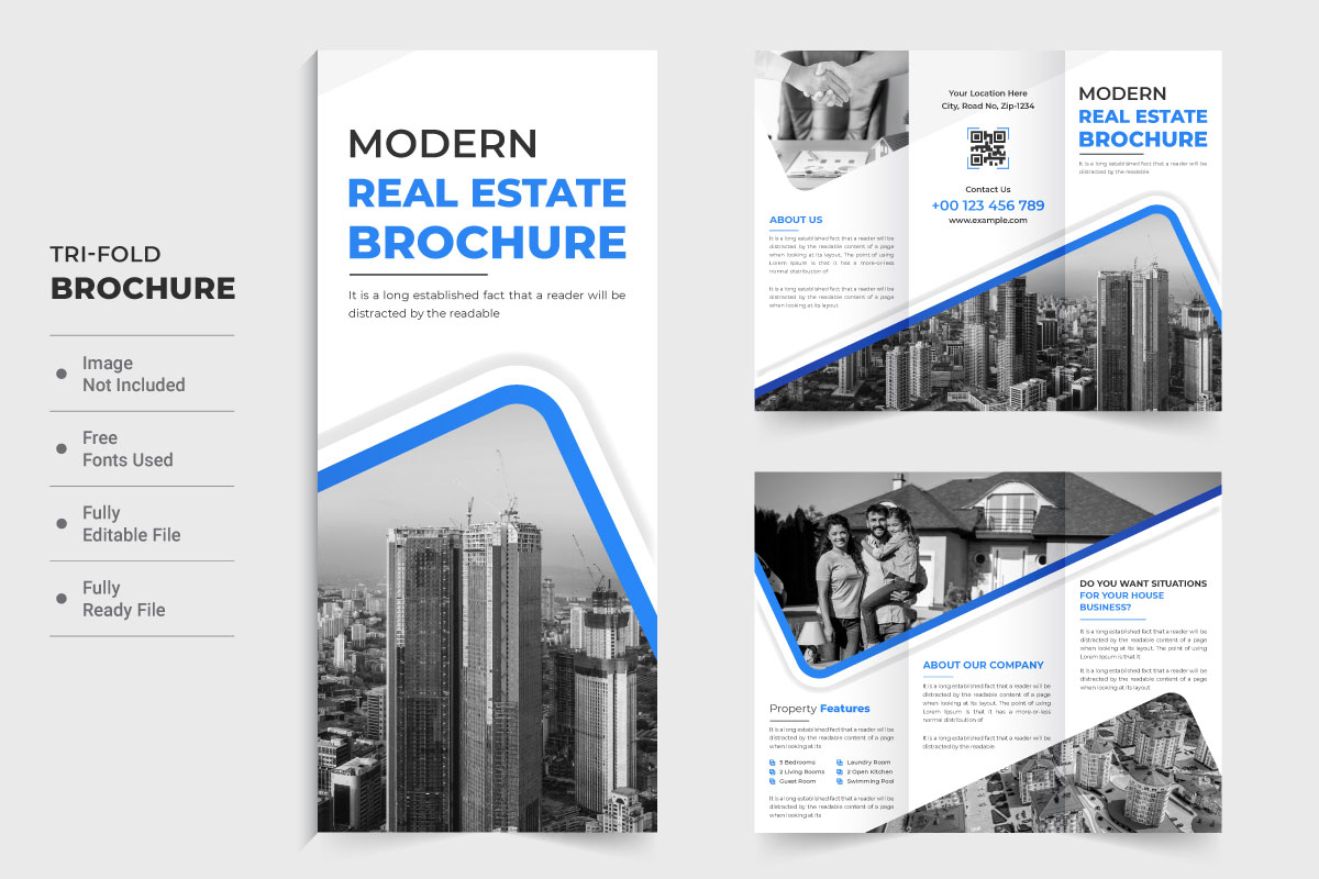 Real estate tri fold brochure vector