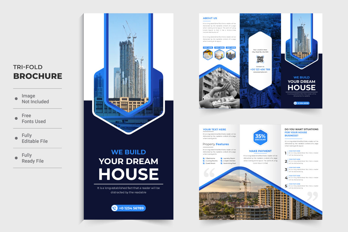 Home selling tri fold brochure vector