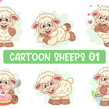 Cartoon Sheeps Vectors Templates 318405