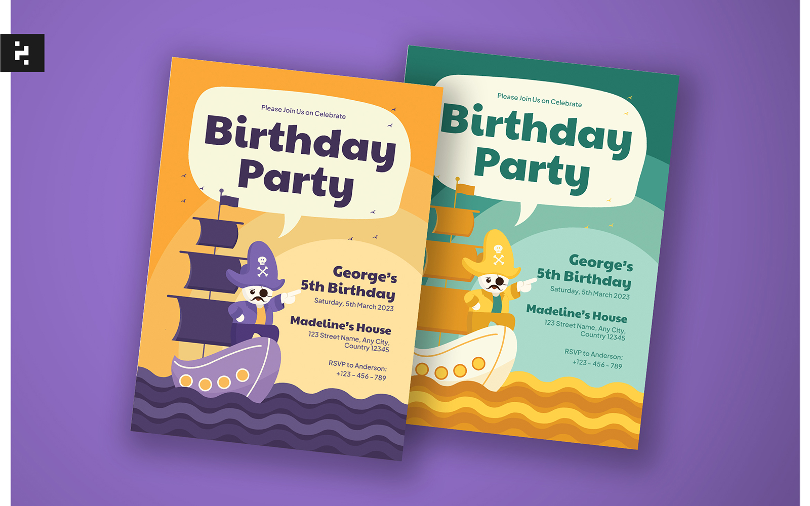 Kids Birthday Invitation - Pirates Theme