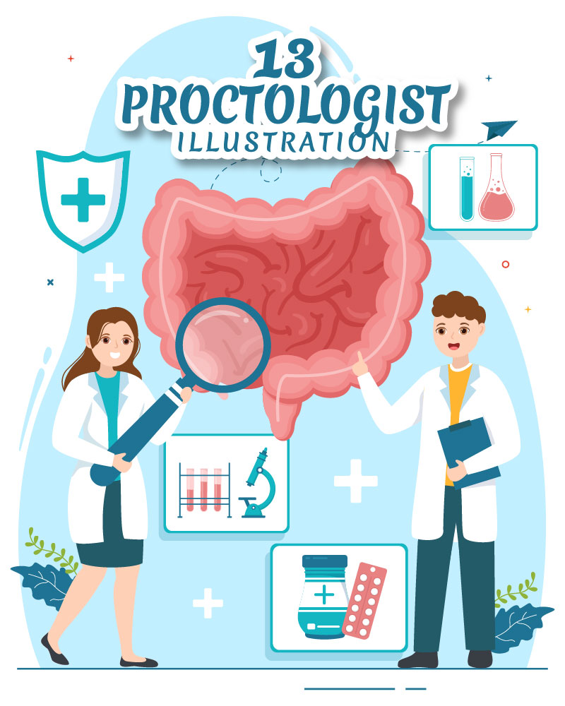 13 Proctologist or Colonoscopy Illustration