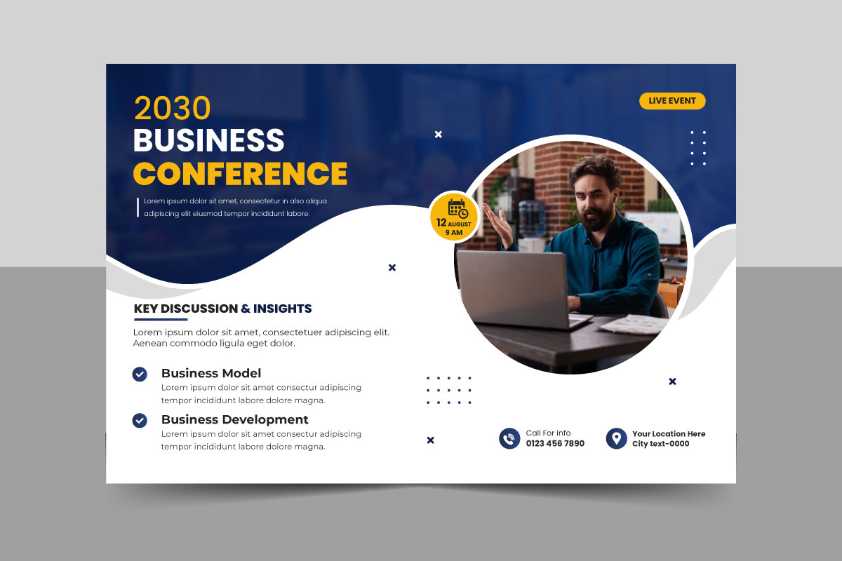 Corporate horizontal business conference flyer template and Business event poster banner design