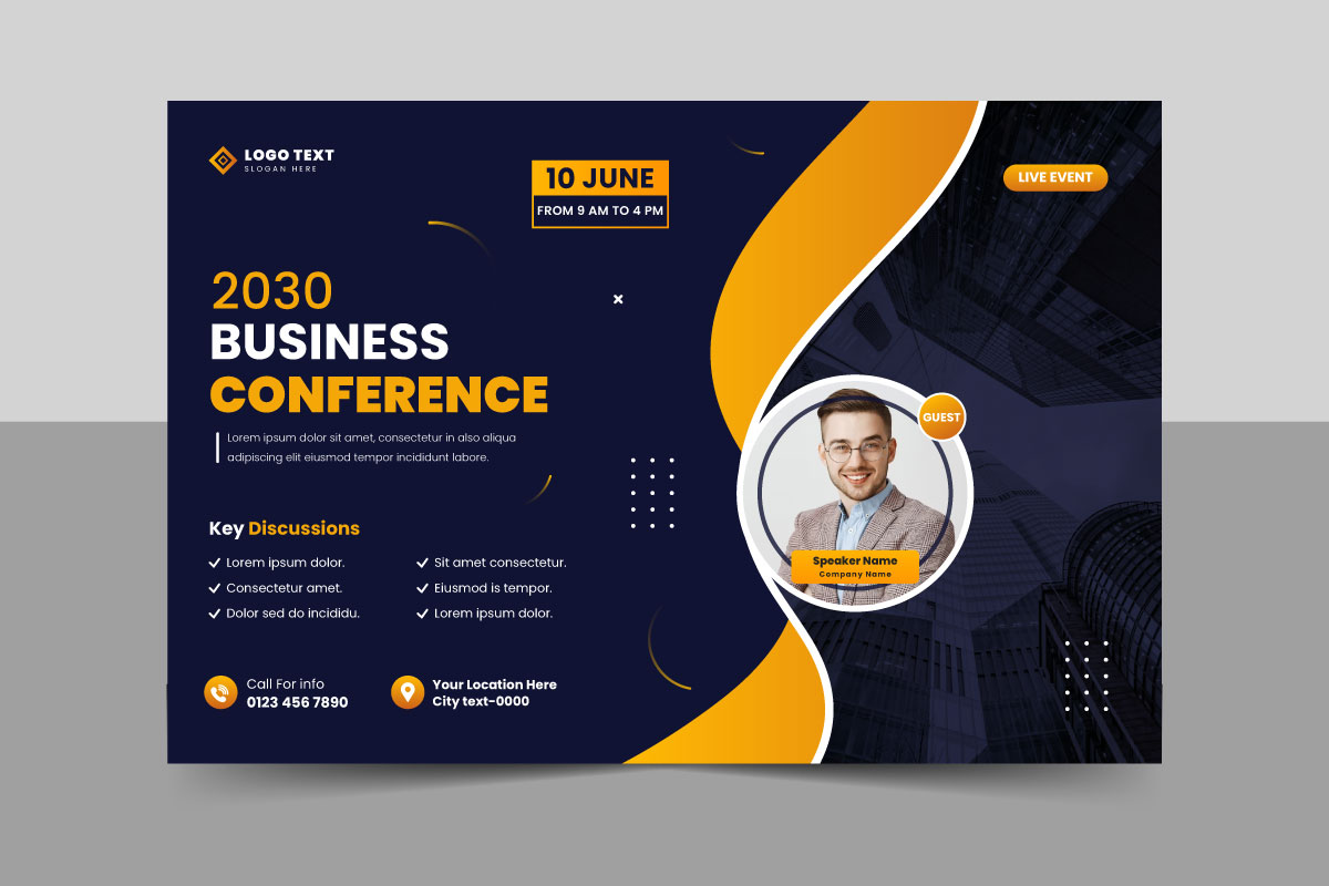Business conference flyer template and Online live webinar invitation banner design