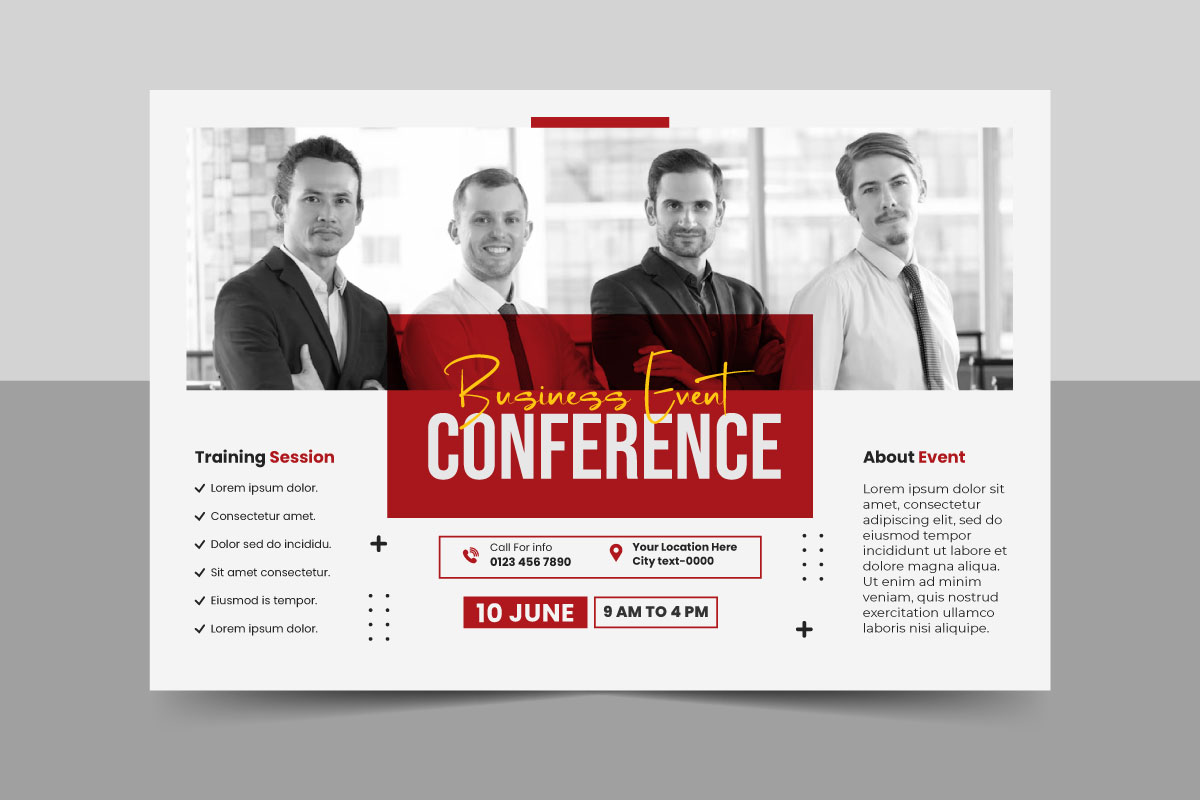 Creative business conference flyer template or webinar horizontal event banner and invitation banner