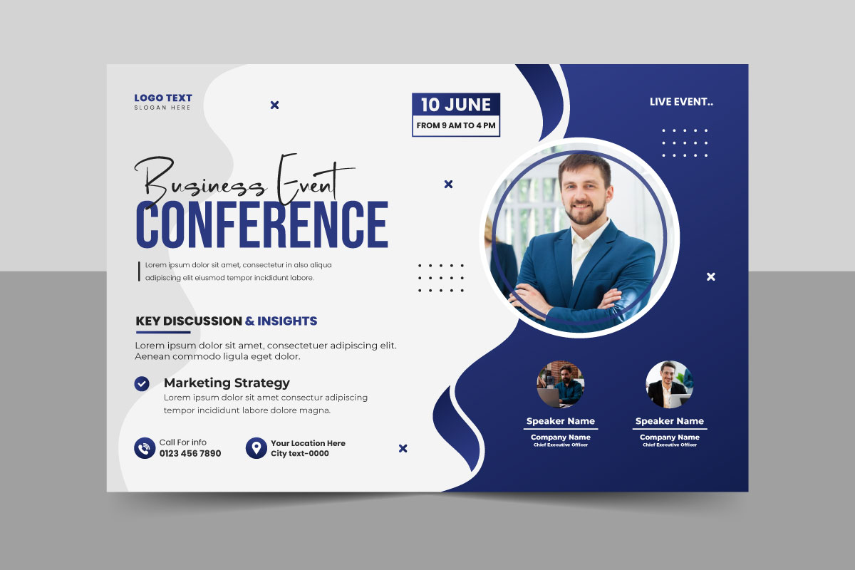 Corporate Business Conference Flyer Template and live webinar event poster banner design