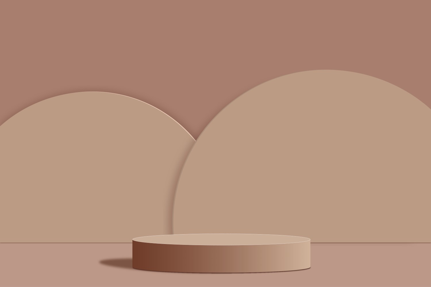 Cream Color Round podium  with Round Shape Background