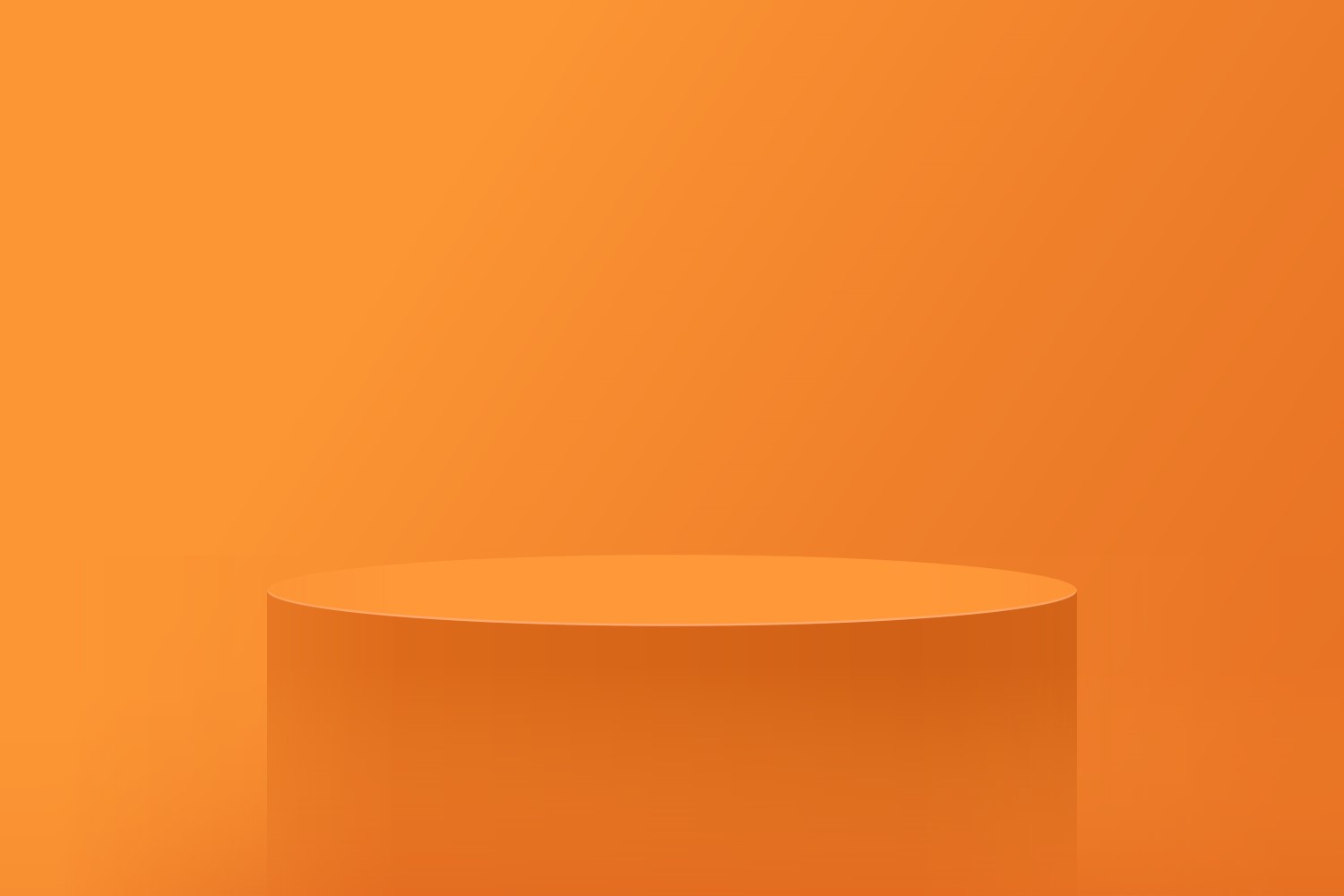 Circular podium stage and Orange background 3d rendering