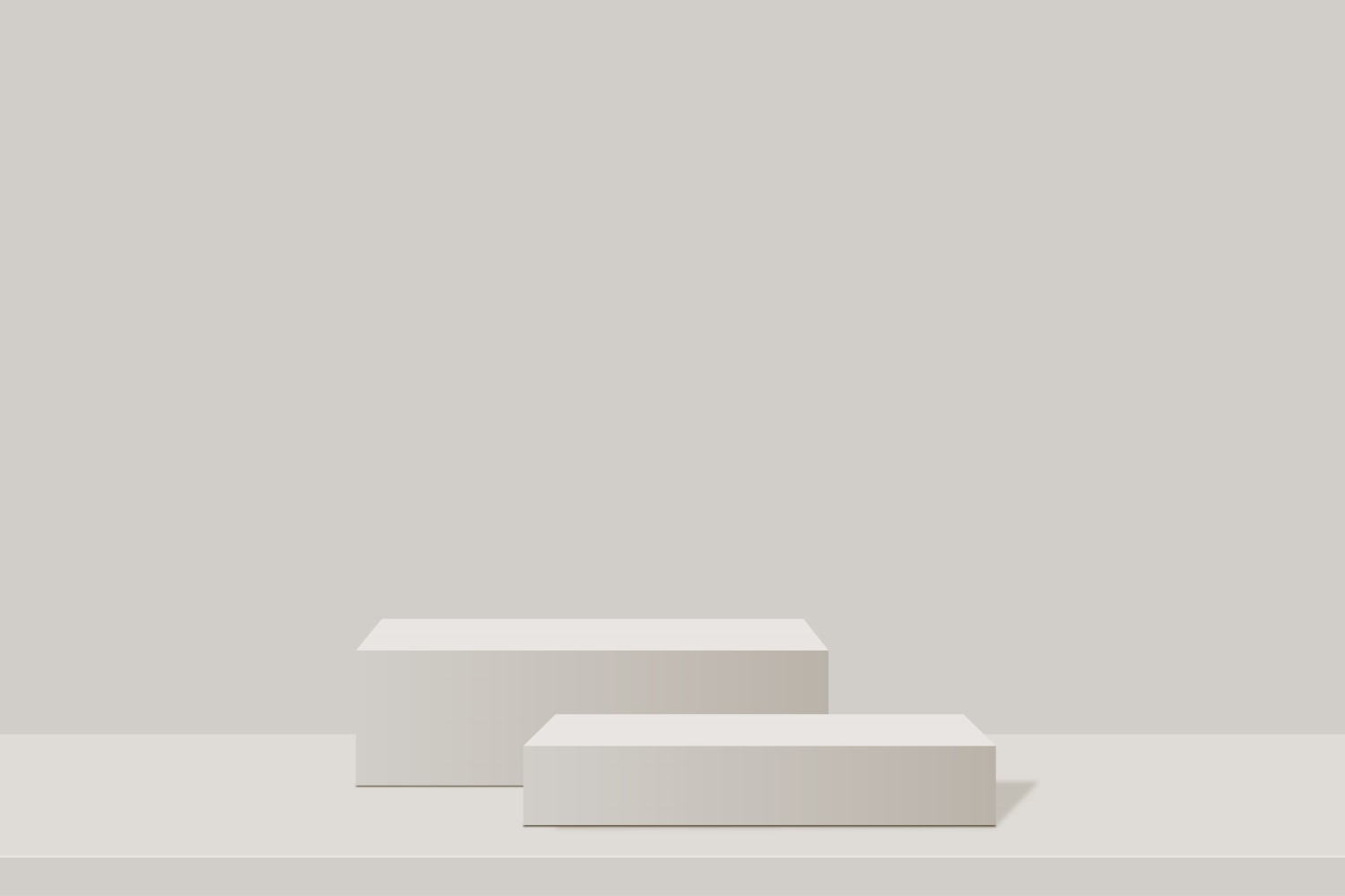 Rectangle podium stage and Light Grey background 3d rendering