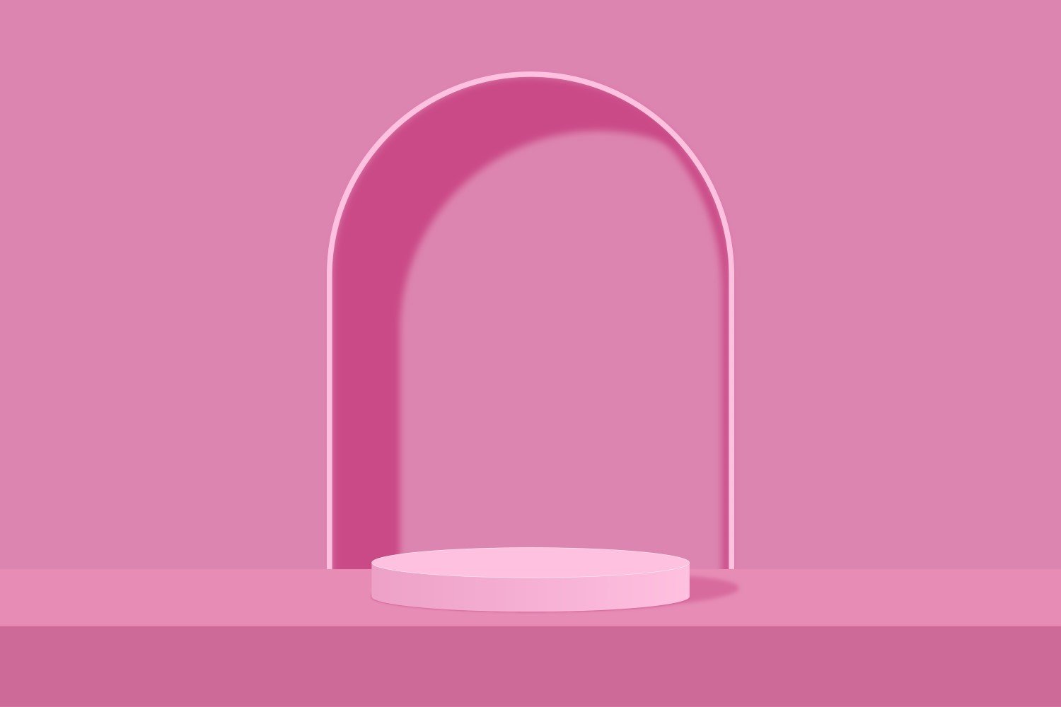 Light pink circular podium stage and flamingo background 3d rendering