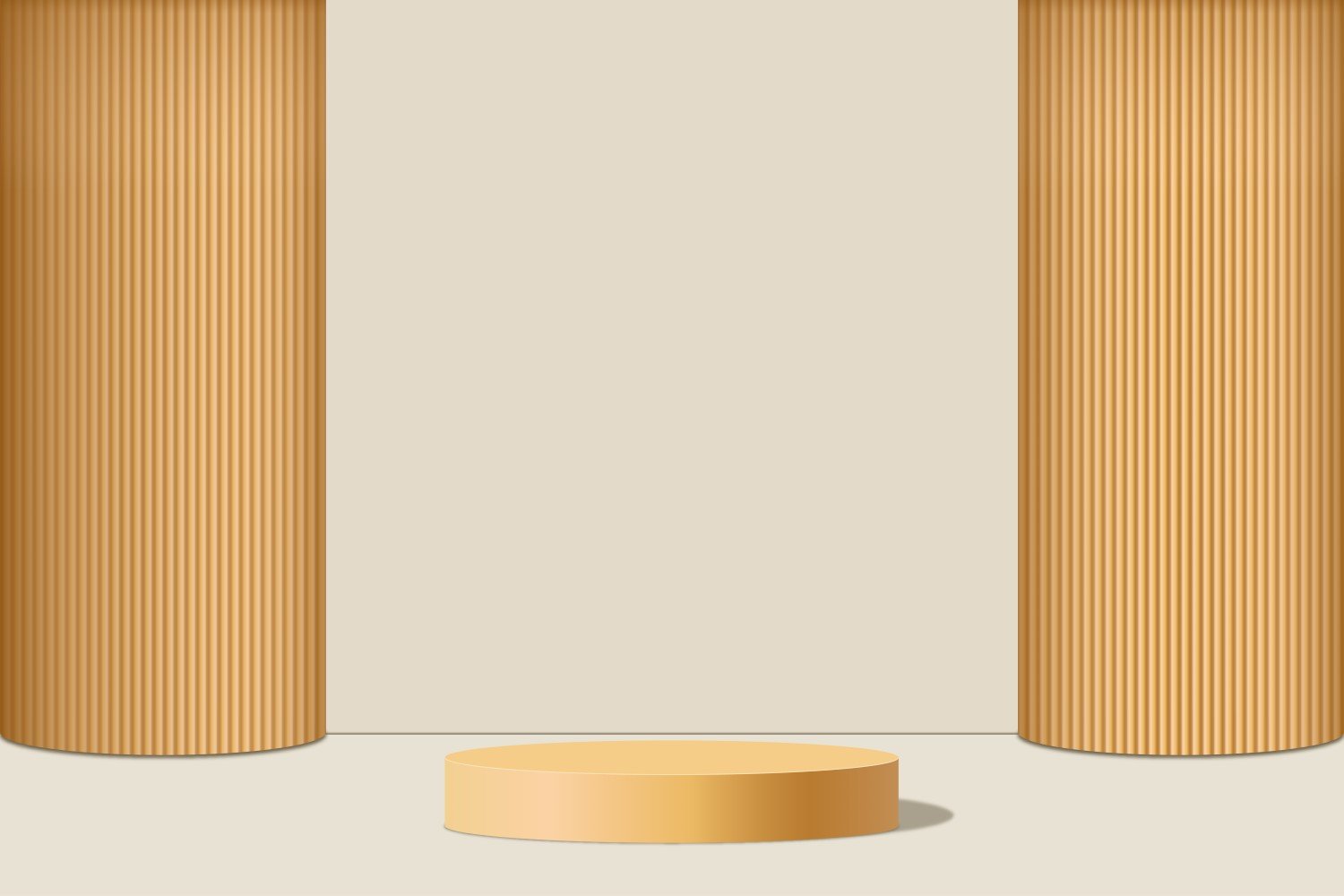 golden color circular podium stage and golden color background 3d rendering