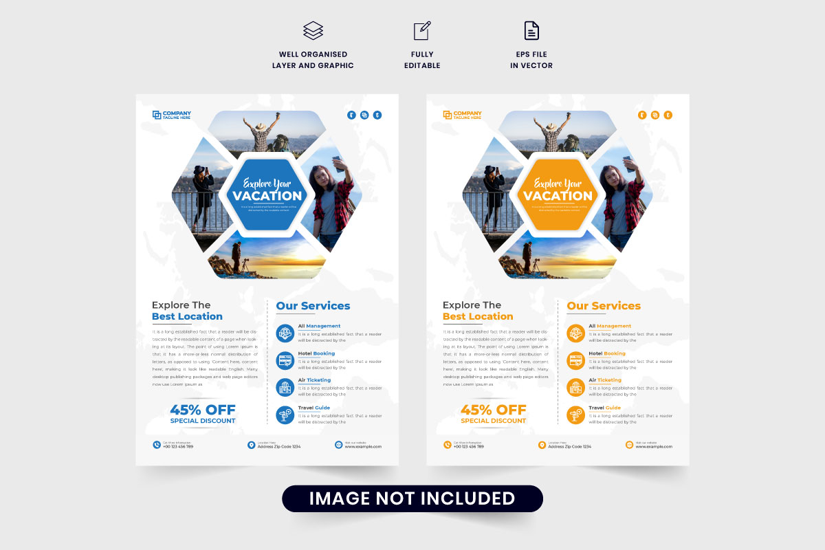 Travel agency promotional template vector design