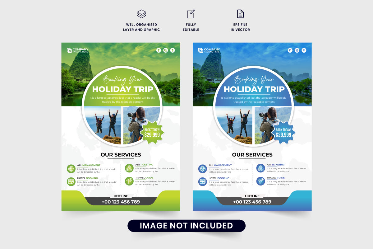 Vacation planner flyer template vector