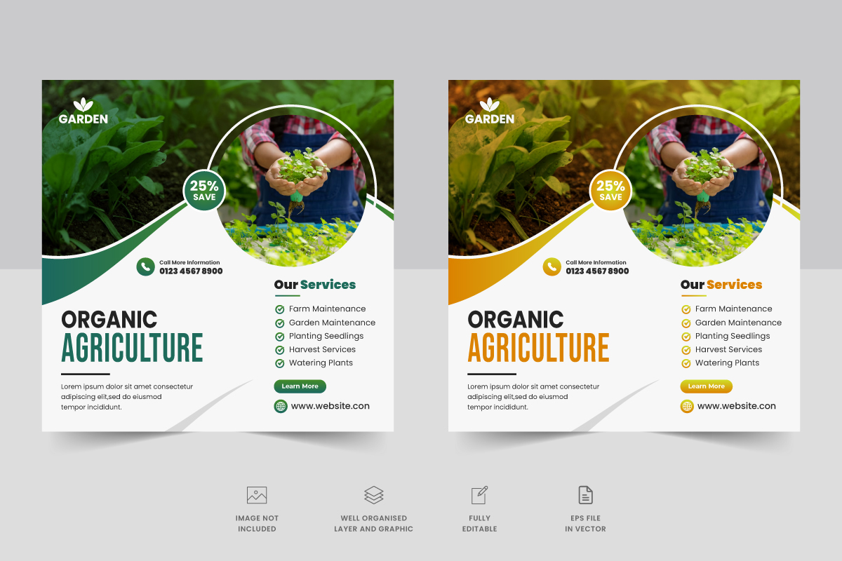Agro farm services social media post banner and Agricultural and farming web banner template design