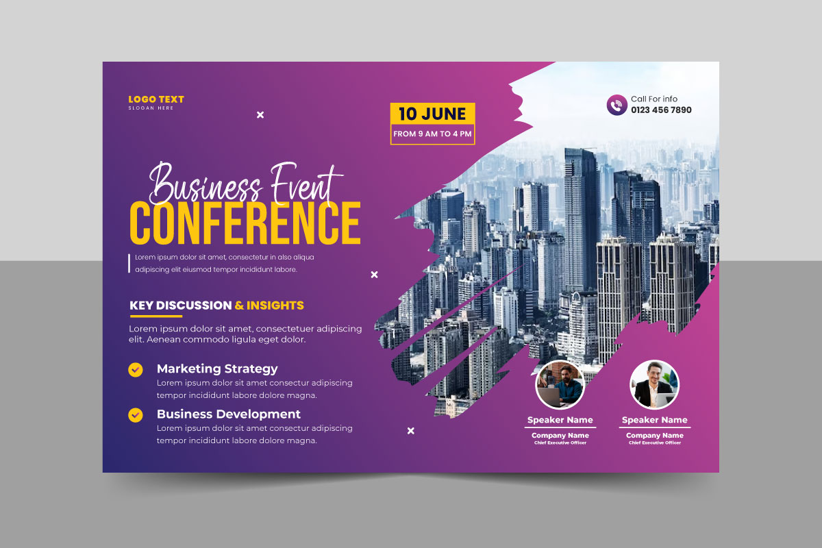 Creative Business technology conference flyer template and event invitation banner layout design