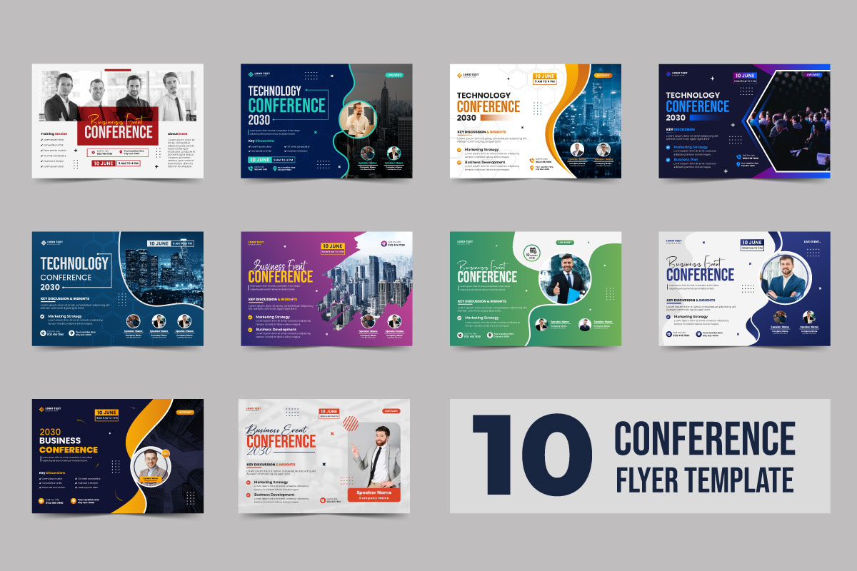 Technology event conference flyer template and Business webinar invitation banner layout design
