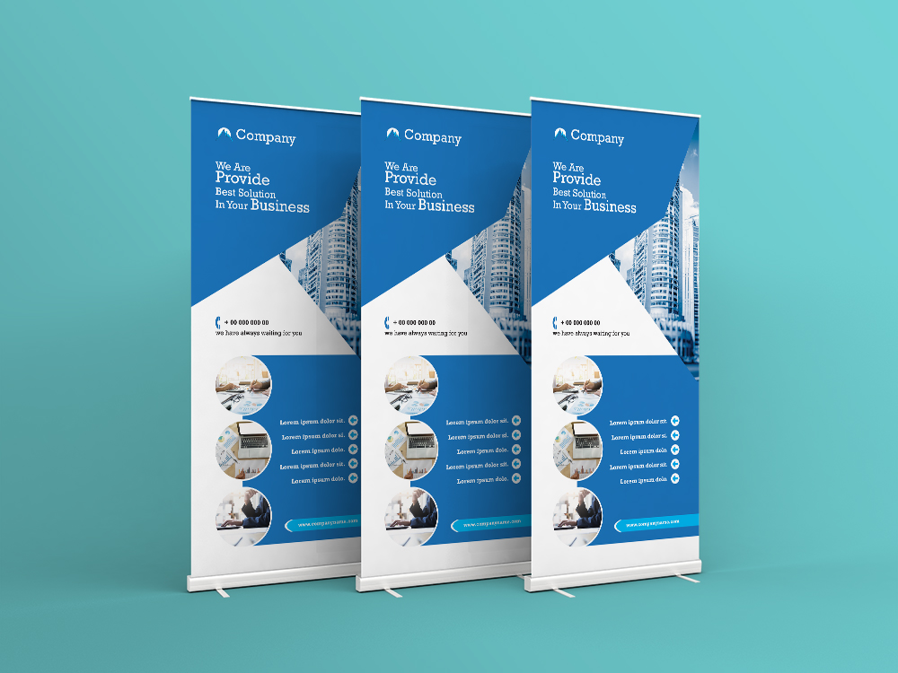 Minimal Business Roll-up Banner Template. Illustrator Template