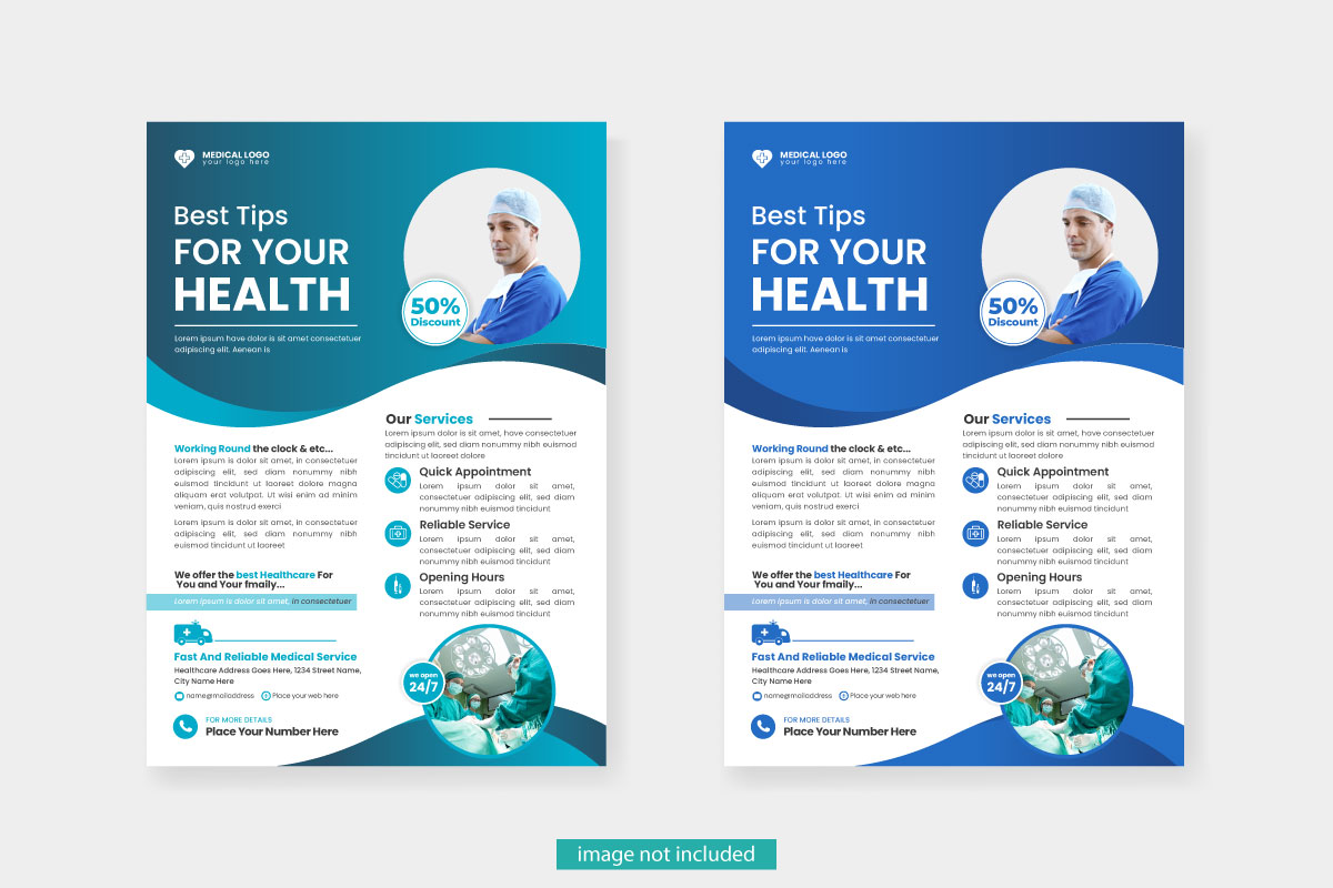 Healthcare square flyer or  banner with doctor theme   vector