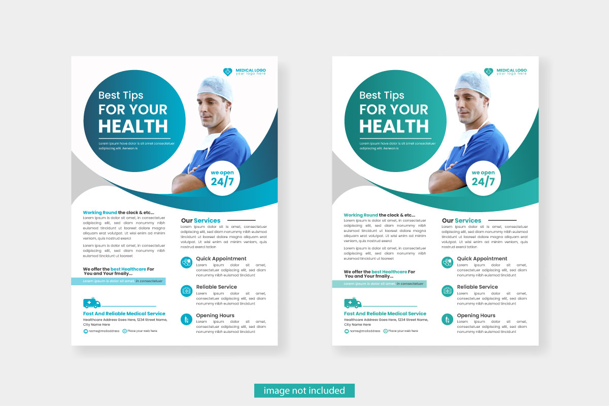 healthcare square flyer or  banner with doctor theme  vector design  idea