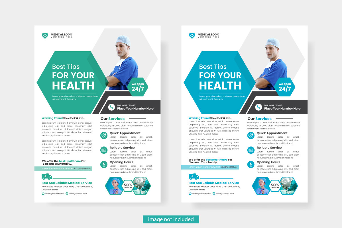 Healthcare square flyer or  banner with doctor