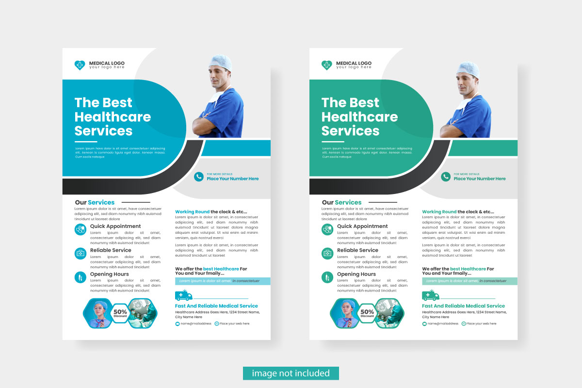 healthcare square flyer or  banner  vector with doctor theme