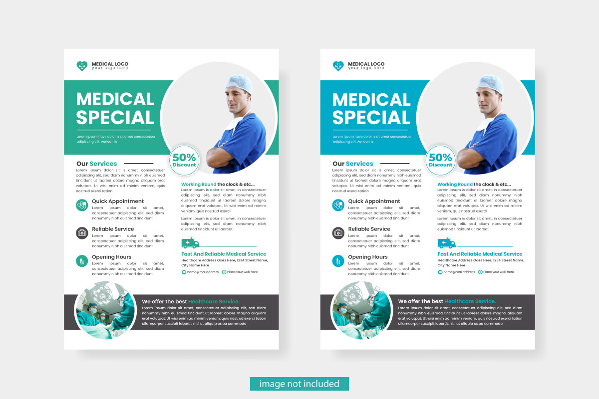healthcare square flyer or  vector  banner with doctor theme