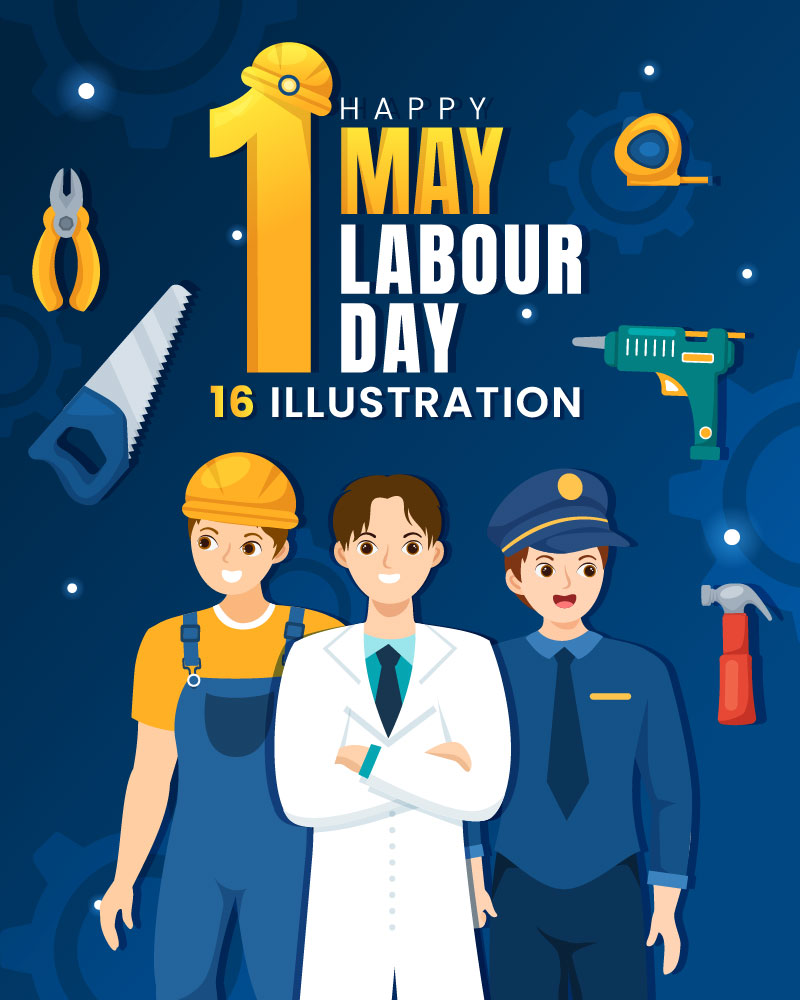 16 Happy Labor Day Vector Illustration