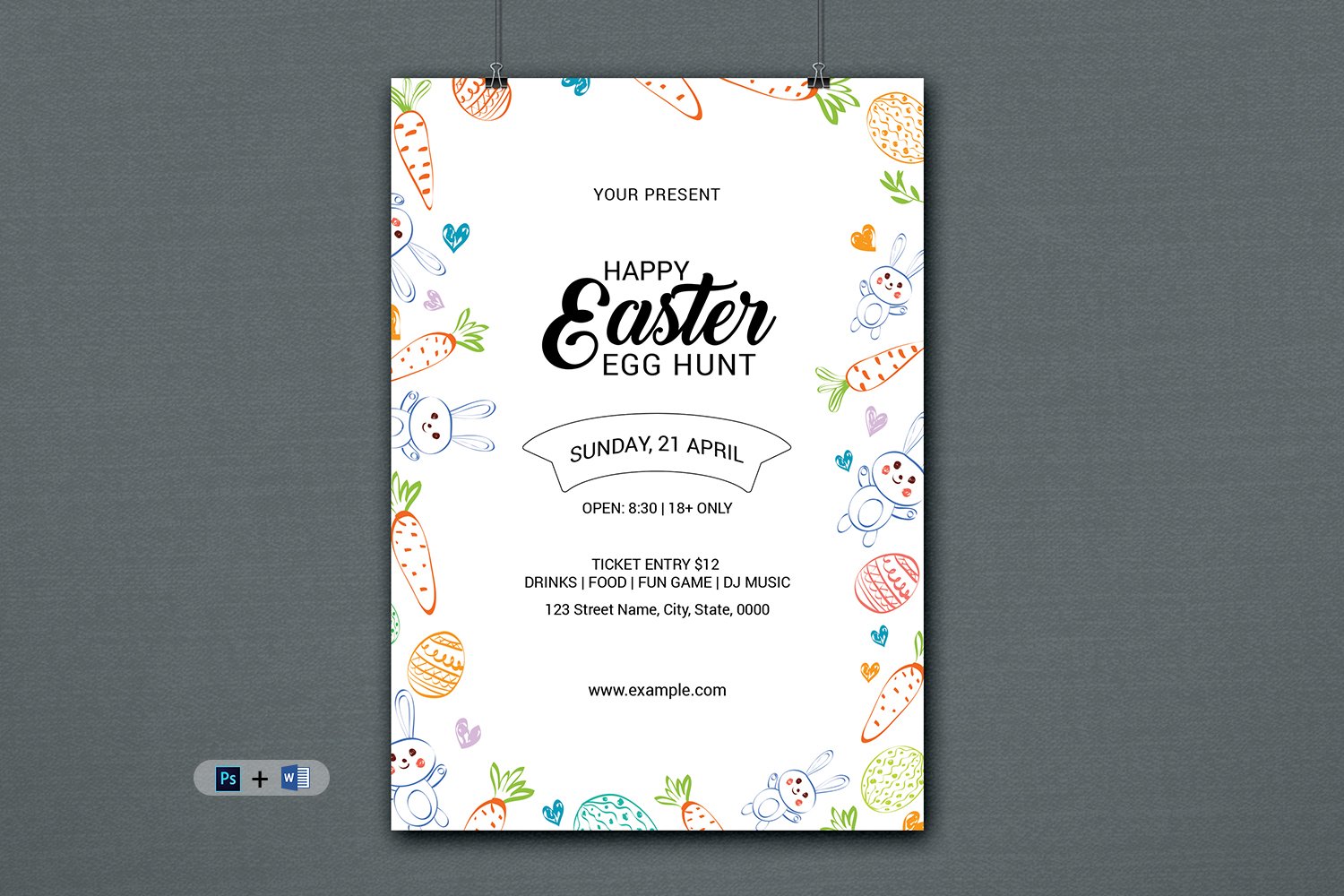 Printable Easter Party Invitation Flyer Template