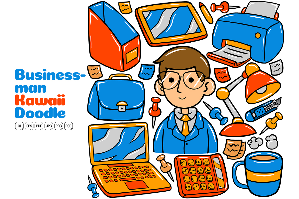 Businessman Kawaii Doodle Vector Illustration