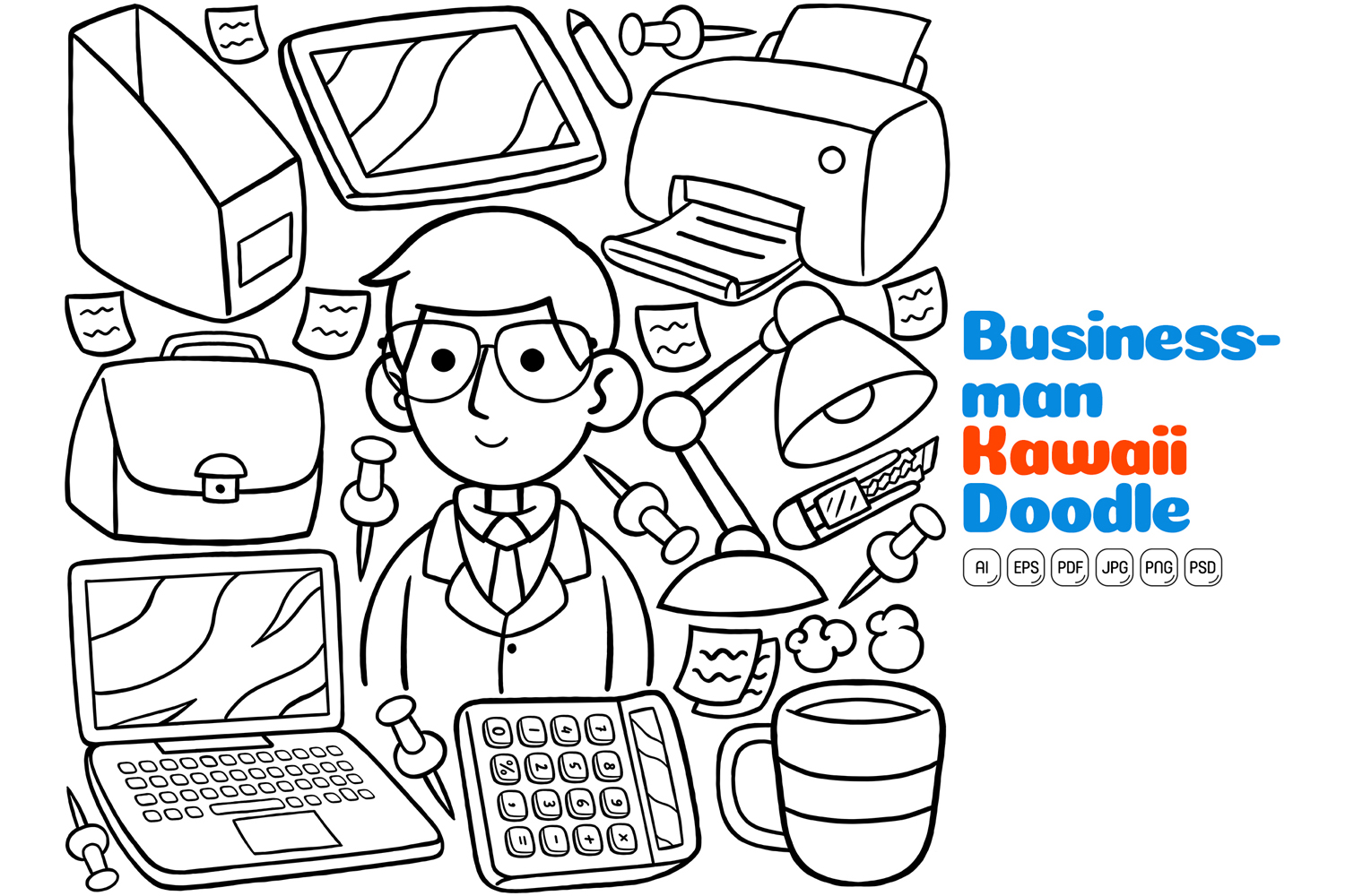 Businessman Kawaii Doodle Line Art